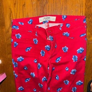 Red Floral Pants chic 4th July summer white blue holiday party chic preppy cute